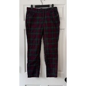 Pilcro Plaid Corduroy Pants Burgundy‎ Green Size 28